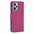 For Xiaomi Poco F5 5G Four-leaf Embossed Leather Phone Case(Rose Red)