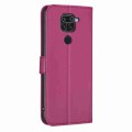 For Xiaomi Redmi Note 9 Four-leaf Embossed Leather Phone Case(Rose Red)