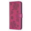 For Xiaomi Redmi Note 13 4G Global Four-leaf Embossed Leather Phone Case(Rose Red)