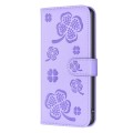 For Xiaomi Redmi Note 13 Pro 4G Global Four-leaf Embossed Leather Phone Case(Purple)