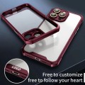 For iPhone 15 Pro Max Shockproof Acrylic Phone Case with Lens Glass Film(Wine Red)
