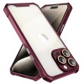 For iPhone 14 Plus Shockproof Acrylic Phone Case with Lens Glass Film(Wine Red)