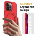 For iPhone 12 Pro Max MagSafe Magnetic Liquid Silicone Phone Case with Ring Holder(Red)