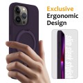 For iPhone 12 Pro Max MagSafe Magnetic Liquid Silicone Phone Case with Ring Holder(Purple)