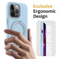 For iPhone 12 Pro Max MagSafe Magnetic Liquid Silicone Phone Case with Ring Holder(Sky Blue)