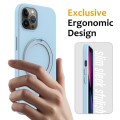 For iPhone 12 Pro MagSafe Magnetic Liquid Silicone Phone Case with Ring Holder(Sky Blue)