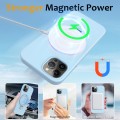 For iPhone 12 Pro MagSafe Magnetic Liquid Silicone Phone Case with Ring Holder(Sky Blue)