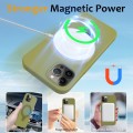 For iPhone 12 Pro MagSafe Magnetic Liquid Silicone Phone Case with Ring Holder(Willow Green)