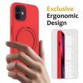 For iPhone 12 MagSafe Magnetic Liquid Silicone Phone Case with Ring Holder(Red)