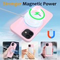 For iPhone 12 MagSafe Magnetic Liquid Silicone Phone Case with Ring Holder(Grey Pink)