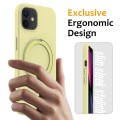 For iPhone 12 MagSafe Magnetic Liquid Silicone Phone Case with Ring Holder(Yellow)