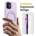 For iPhone 12 MagSafe Magnetic Liquid Silicone Phone Case with Ring Holder(Lilac Purple)