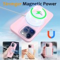 For iPhone 13 Pro Max MagSafe Magnetic Liquid Silicone Phone Case with Ring Holder(Grey Pink)