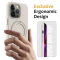 For iPhone 13 Pro MagSafe Magnetic Liquid Silicone Phone Case with Ring Holder(Antique White)