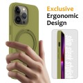 For iPhone 13 Pro MagSafe Magnetic Liquid Silicone Phone Case with Ring Holder(Willow Green)