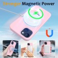 For iPhone 13 MagSafe Magnetic Liquid Silicone Phone Case with Ring Holder(Grey Pink)