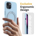 For iPhone 13 MagSafe Magnetic Liquid Silicone Phone Case with Ring Holder(Sky Blue)