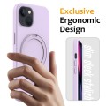 For iPhone 13 MagSafe Magnetic Liquid Silicone Phone Case with Ring Holder(Lilac Purple)