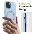 For iPhone 14 Plus MagSafe Magnetic Liquid Silicone Phone Case with Ring Holder(Sky Blue)