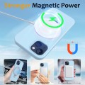 For iPhone 14 Plus MagSafe Magnetic Liquid Silicone Phone Case with Ring Holder(Sky Blue)
