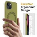 For iPhone 14 Plus MagSafe Magnetic Liquid Silicone Phone Case with Ring Holder(Willow Green)