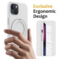 For iPhone 14 MagSafe Magnetic Liquid Silicone Phone Case with Ring Holder(Antique White)