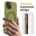 For iPhone 14 MagSafe Magnetic Liquid Silicone Phone Case with Ring Holder(Willow Green)