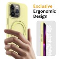 For iPhone 15 Pro Max MagSafe Magnetic Liquid Silicone Phone Case with Ring Holder(Yellow)