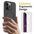 For iPhone 15 Pro Max MagSafe Magnetic Liquid Silicone Phone Case with Ring Holder(Carbon Black)