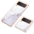 For Samsung Galaxy Z Flip3 5G Electroplating Marble Dual-side IMD Phone Case(White 006)