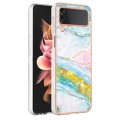 For Samsung Galaxy Z Flip3 5G Electroplating Marble Dual-side IMD Phone Case(Green 004)