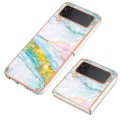 For Samsung Galaxy Z Flip3 5G Electroplating Marble Dual-side IMD Phone Case(Green 004)