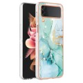 For Samsung Galaxy Z Flip3 5G Electroplating Marble Dual-side IMD Phone Case(Green 003)