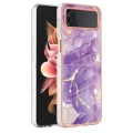 For Samsung Galaxy Z Flip3 5G Electroplating Marble Dual-side IMD Phone Case(Purple 002)