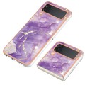 For Samsung Galaxy Z Flip3 5G Electroplating Marble Dual-side IMD Phone Case(Purple 002)