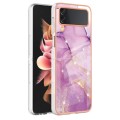 For Samsung Galaxy Z Flip3 5G Electroplating Marble Dual-side IMD Phone Case(Purple 001)