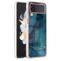 For Samsung Galaxy Z Flip3 5G Electroplating Marble Dual-side IMD Phone Case(Green 017)