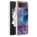 For Samsung Galaxy Z Flip3 5G Electroplating Marble Dual-side IMD Phone Case(Purple 016)