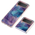 For Samsung Galaxy Z Flip3 5G Electroplating Marble Dual-side IMD Phone Case(Purple 016)
