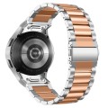 For Samsung Galaxy Watch 6 Quick Release Button Three-bead Stainless Steel Watch Band(Silver Rose Go