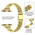 For Apple Watch 38mm Slim Seven Bead Slingshot Buckle Metal Watch Band(Gold)