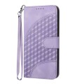 For iPhone 15 Pro Max YX0060 Elephant Head Embossed Phone Leather Case with Lanyard(Light Purple)