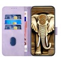For iPhone 15 Pro Max YX0060 Elephant Head Embossed Phone Leather Case with Lanyard(Light Purple)