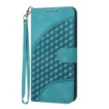 For iPhone 15 Pro Max YX0060 Elephant Head Embossed Phone Leather Case with Lanyard(Light Blue)