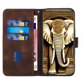 For iPhone 15 Pro Max YX0060 Elephant Head Embossed Phone Leather Case with Lanyard(Coffee)