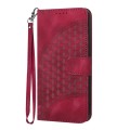 For iPhone 15 Pro YX0060 Elephant Head Embossed Phone Leather Case with Lanyard(Rose Red)