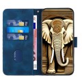 For iPhone 15 Pro YX0060 Elephant Head Embossed Phone Leather Case with Lanyard(Royal Blue)