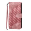For iPhone 15 Plus YX0060 Elephant Head Embossed Phone Leather Case with Lanyard(Pink)