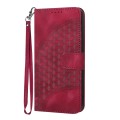 For iPhone 15 YX0060 Elephant Head Embossed Phone Leather Case with Lanyard(Rose Red)