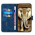 For iPhone 15 YX0060 Elephant Head Embossed Phone Leather Case with Lanyard(Royal Blue)